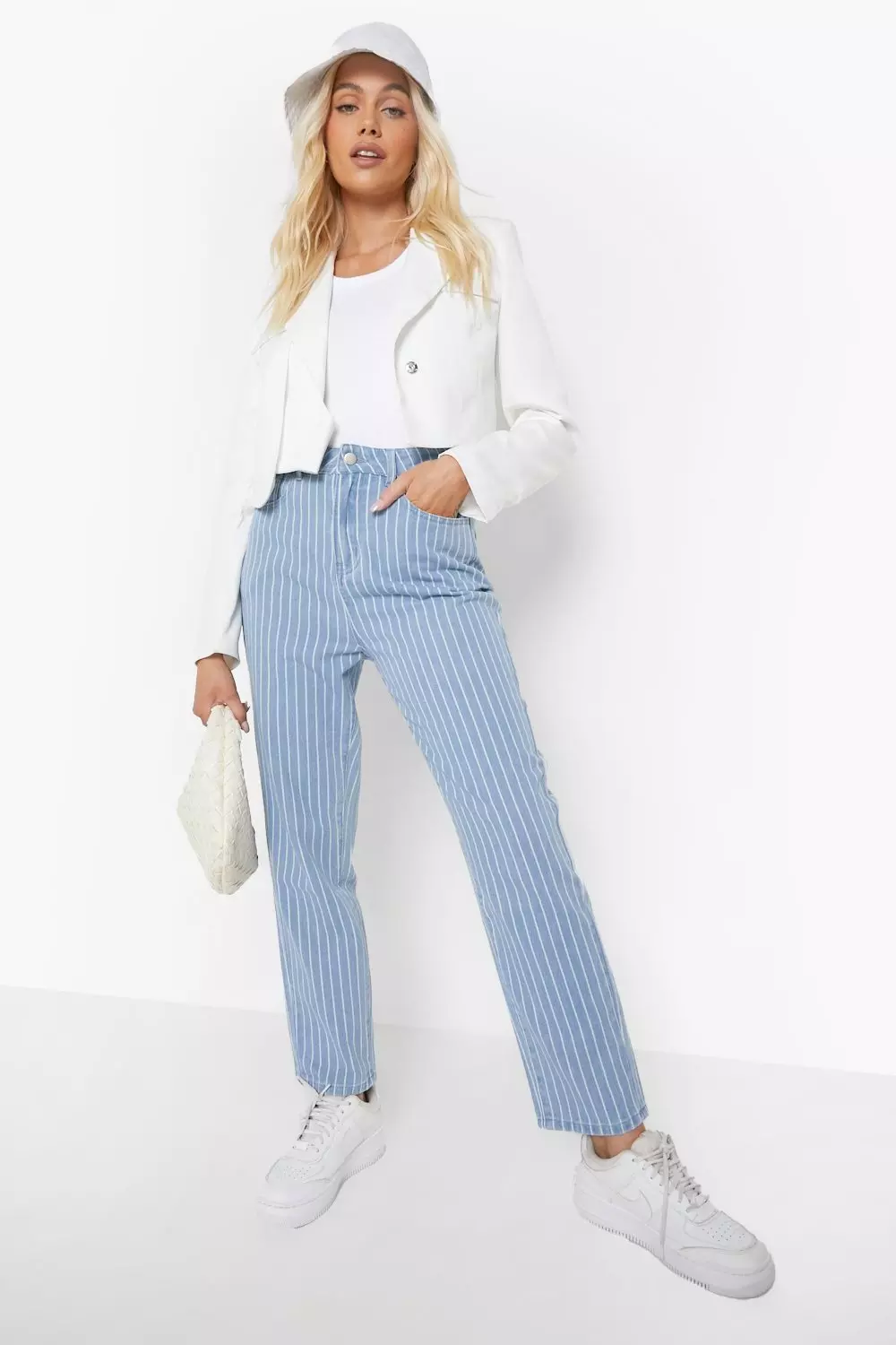 Pinstripe mom sale jeans